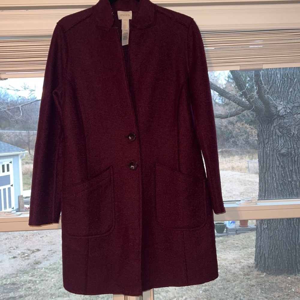 Maroon Chicos Wool/Polyester Blend 2 Button Style… - image 1